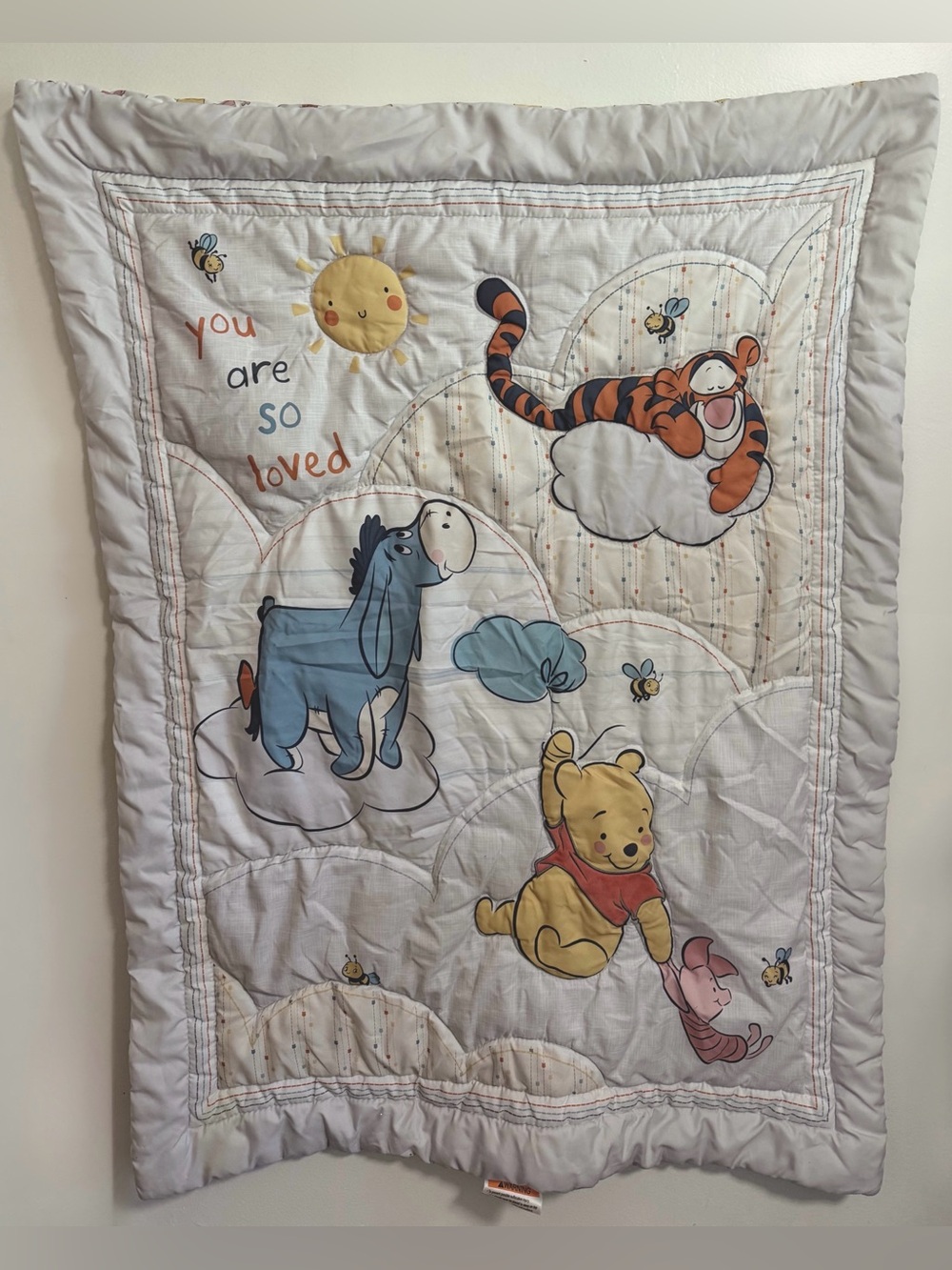 Disney Winnie the Pooh Baby Quilt - Cream, Blue, Yellow